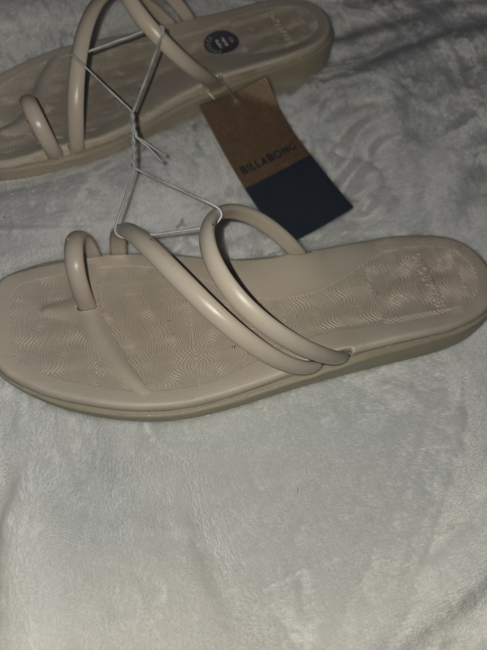 Billabong Women's Beige Minimal Strappy Slide Sandals - Picture 2 of 4